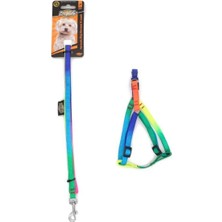 Baron Pet Doglife Gökkuşağı Gezdirmeli Köpek Göğüs Tasması Seti 1 cm