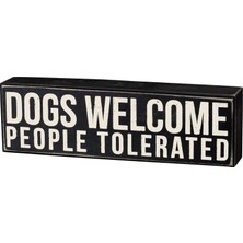 Primitives By Kathy 19133 Kelime Kutusu Işareti, 10X3, Dogs Welcome, Siyah