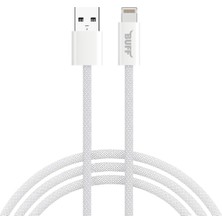 Store Buff, BL74 Örgülü 3A .2m Data ve Şarj Kablosu, Bükülmeye Dayanıklı, Hızlı Şarj, USB Lightning, Beyaz