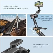 Prime Jopree Y26 | Bluetooth Uzaktan Kumandalı 180 cm Uzatılabilir, Yatay ve Dikey Çekim Imkanı, 360° Döner Kol, Katlanabilir Selfie Çubuğu, Fotoğraf Makinesi & Akıllı Telefon ile Uyumludur
