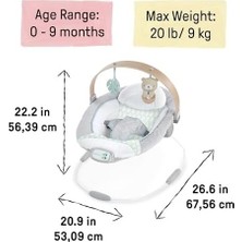 Prime Ingenuity Spot Yatıştırıcı Bebek Zıpzıpı Ahşap Oyuncaklı Yay, Doğal Kauçuk Oyuncak, Emniyet Kemeri, Müzik ve Otomatik Kapanma, 0 ile 6 Aylık Arasındaki Bebekler Için, Gri