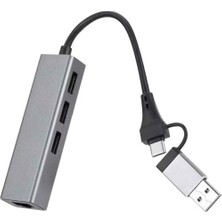 Prime 1000 Mbps Gigabit Usb-C ve Usb-A Girişli 4 Port USB 3.0 Hub Gigabit Ethernet Adaptörü – 1000 Mbps Kablolu Internet, 5gbps Veri Aktarımı, Çoklu Bağlantı Desteği, Kompakt Abs Gövde | ZR1109