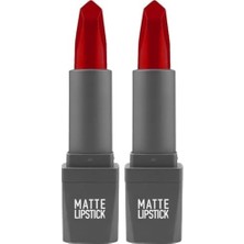 Prime Yoğun Renk Veren Uzun Süre Kalıcı Nemlendirici Kadifemsi Mat Ruj - Lipstick 422 Red (2 Paketi)