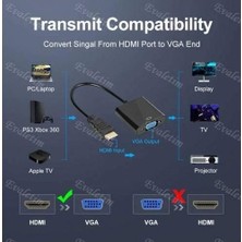 Prime 4487 HDMI To VGA Monitör Tv Çevirici Dönüştürücü Kablosu, USB - VGA Adaptörler