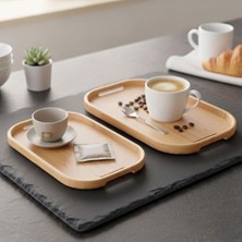 Prime Dikdörtgen Bambu Servis Tepsisi, 2'li Set, 33X22 cm ve 40X28 cm | Dikdörtgen Bambu Tepsi