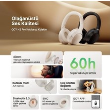 Prime Qcy H2 Pro Aux Kablosuz Bt 5.3 Siyah Kulaklık Hifi Enc 70 Saat Dinleme Oyun Modu