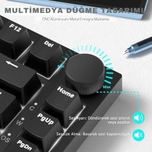 Prime Beyaz Işıklı Hot Swap Kablolu Mekanik Oyun Klavyesi | Ajazz AK820 Siyah - Kırmızı Switch