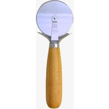 Prime Ahşap Saplı Pizza Kesici, 19X7 cm Paslanmaz Çelik Döner Bıçak, Ergonomik Tasarım, Pizza ve Hamur Işleri Için