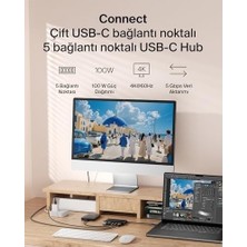 Prime Usb-C Hub, 5 Portlu, 60 Hz’de 4K HDMI Ekran Desteği, 100W Güç Iletimi, 5gbps Veri Aktarımı, Macbook, iPad Pro, Chromebook ve Dahası Için Usb-C Çoklu Port Adaptörü, Geliştirilmiş HDMI 2.0, Siyah