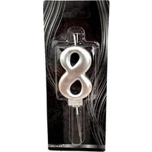 Prime - 8 Yaş Gümüş Pasta Mumu