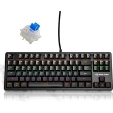 Prime Leaven K870 Blue Switch Mekanik Gaming Oyun Klavyesi Rgb 61 Key Mavi Tuş Type-C Klavye Siyah