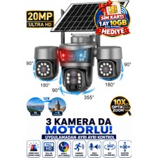Sonreir RX99 3 Kameralı Optik Zoom 4G Sim Kartlı Solar Güvenlik Kamerası Dış Mekan Gece Görüş Güneş Panelli 1 Yıl Sim Kart Dahil