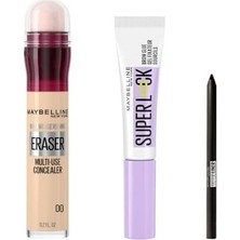 Karok Ticaret New York Anti Age Eraser Kapatıcı - 00 Ivory & New York Super Brow Glue Kaş Sabitleyici Maskara & Tattoo Mini Jel Göz Kalemi Hediyeli