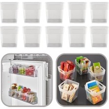 Prime Buzdolabı Kapak Içi Raf Organizeri, Banyo Kozmetik Düzenleyici Kap Çok Amaçlı Mini Kutu Seti (5, Şeffaf)