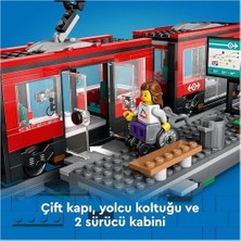 Prime City Şehir Merkezi Tramvay Istasyonu 60423-7 Yaş ve Üzeri Kız ve Erkek Çocuklar Için 6 Minifigür ve 1 Yardımcı Köpek Figürü Içeren Araç Yapım Seti, Doğum Günü Hediyesi Fikri (811 Parça)