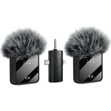 Prime Wireless Microphone Kablosuz Yaka Mikrofonu Video Youtube Tiktok Canlı Yayın Stüdyo Mikrofon (F11-2 Tüylü Ikili Vlog Live Show)