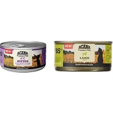 Prime Acana Premium Pate (Ezme) Konserve Yaş Kedi Maması, Tavuklu ve Balıklı, Yavru Kedi, 85 gr ve Acana Premium Pate (Ezme) Konserve Yaş Kedi Maması, Kuzu Etli, 85 gr