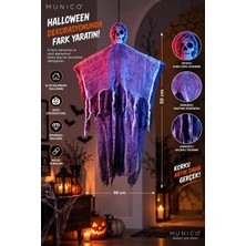 Munico Halloween Parti Dekorasyonu Büyük Boy Kuru Kafa Hayalet Asma Süs 90X50 cm Eskitilmiş Korku