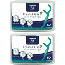 Prime Stopever Fresh & Gliss Kürdanlı Diş Ipi 2'li Paket (100 Adet) | Nane Aromalı | Diş Arası Temizliği, Ağız Hijyeni ve Günlük Kullanım Için Ideal | Plastik Kutulu ve Taşıma Kılıflı Hediyeli