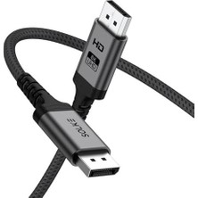 Prime 8k Displayport 1.4 Kablo 2m – 8k 60Hz 4K 144Hz 2k 240Hz 32.4gbps G-Sync Freesync Uyumlu Oyuncu Monitör Kablosu, Örgülü Alüminyum