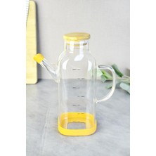 Store 800 ml Bambu Kapaklı Borosilikat Cam Kare Yağlık