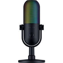 MSP Seiren V3 Chroma - Dokunarak Sessize Alma Özellikli Rgb USB Mikrofon (Yayın ve Oyun Reaktif Aydınlatma, Kondenser Mikrofon, Dijital Kazanç Sınırlayıcı ve Dahili Darbe Emici), Siyah