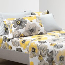 Store Leah Yumuşak Çarşaf Seti Sarı/gri 6 Parça Queen