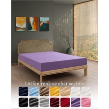 Store Lila RENKLI%100 Pamuklu Penye Kumaşından Tek/çift Kişilik Lastikli Çarşaf (7 Farklı Ebat) Lila Çift Kişilik 90 x 190