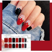Store Tırnak Oje Sticker Nail Art Set, Kırmızı-Siyah Desenli