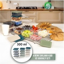 Prime Kare Şekilli Mini Saklama Kabı Küçük Kapaklı Çok Renkli Pratik Amaçlı Kap Takımı Erzak Çerez Piknik Gıda Kabı Kahvaltılık Set (4)