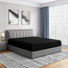 Store Queen Lastikli Çarşaf - Çift Fırçalı Ultra Yumuşak - Kırışmaya ve Solmaya Dayanıklı - Sadece 35,5 cm Standart Cep Lastikli Çarşaf - 12"-16" Derin Yatak (Queen, Siyah)