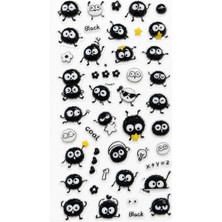Store Kendinden Yapışkanlı Kabartmalı Sticker Seti – Sevimli Kömür Emoji Karakterli Dekoratif Çıkartma