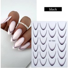 Store Tırnak Sticker 5d Süsleme Çıkartması Siyah Fransız Tasarım