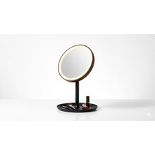 Store LED Işıklı Masaüstü Makyaj Aynası - Dokunmatik Sensörlü, Parlaklık Ayarlı ve Organizer Tabanlı Taşınabilir Kozmetik Aynası - USB Bağlantılı Profesyonel Bakım ve Makyaj Standı (Yuvarlak)