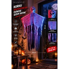 Munico 2 Adet Cadılar Bayramı Kuru Kafa Süsü 90X50 cm Asmalı Hayalet Figürü Ev Parti Bahçe Dekorasyonu