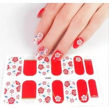 Store Tırnak Oje Sticker Dövmesi Kırmızı Çiçek Desenli 14'lü Nail Art Set