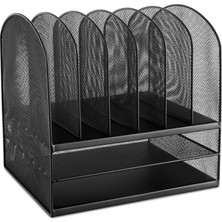 Store 3255BL Onyx Çalışma Masası Düzenleyici, Metal Kafes, Iki Uzunlamasına ve Altı Çapraz Bölmeli
