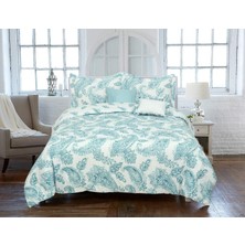 Store Aruba Paisley, Ultra Yumuşak ve Nefes Alabilir, 5 Parça Tam/kraliçe Yorgan Seti, Mavi