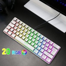 Prime Oyuncu Klavyesi Rgb Klavye 20 Modlu Ayarlanabilir Renk Seçeneği Rgb Suya ve Toza Dayanıklı Klavye Oyun Klavyesi Oyuncu Klavye Mekanik Klavye Aydınlatmalı Klavye Mavi Switch (Beyaz)