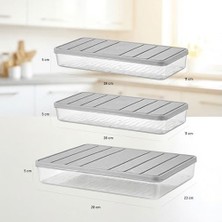 Prime 3'lü Set (1 Adet 2,25 2 Adet 1 Lt.) Nora Organizer Buzdolabı Buzluk Düzenleyici Saklama Kabı-Mürdüm