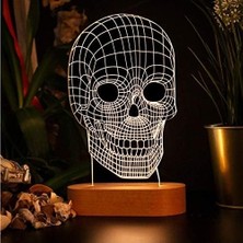 Prime Kurukafa 3 Boyutlu LED Masa Lambası - USB Bağlantılı Sarı Işık