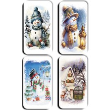 Prime 4 Lü Simli Yılbaşı Kardan Adam Çam Ağacı Hediye Magnet (5,5 x 11 Cm)