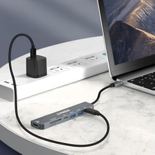 Prime ile Uyumlu Usb-C Hub Çoklayıcı Hdmı/sd Card/micro Sd/usb 2.0/usb 3.0/usb-C/pd 100WATT / Bağlantı Port USB Çoklayıcı Adaptör (7-In -1 Multi Hub Hdmı)