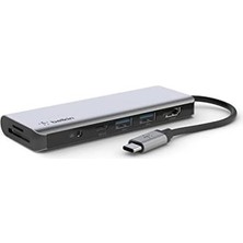 Prime 7'si 1 Arada Çok Bağlantı Noktalı USB C Hub (4k Hdmı, Usb-C, 2 x USB A, 3,5 mm Ses, Sd 3.0 Yuvası Için Micro-Sd 3.0 Ile)), AVC009BTSGY