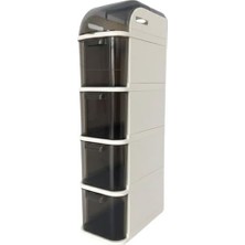 Prime Pro Slim Tekerlekli Dolap, 4 Çekmeceli Banyo Mutfak Organizer, 95X20X38.5 cm