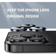 Prime 14 Pro / 14 Pro Max / 15 Pro / 15 Pro Max Safir Premıum Kamera Lens Koruyucu, [orijinal Tasarım] Çizilmez 9h Temperli Cam Kamera Ekran Koruyucu, Metal Lens, Siyah
