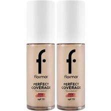 Prime Perfect Coverage Yüksek Pigmentli & Yarı Parlak Bitişli SPF15 Fondöten 130 Lıght Beıge (2 Paketi)