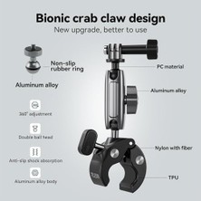 Prime Motosiklet Gidonu Bisiklet Montaj Kelepçeleri Için Hero 13 12 11 10 9 Djı Osmo Action 5 Pro 4 3,360° Çift Top Başlı Kelepçe Tutucu 1/4-20 mm Kamera ve Telefon Için Adaptör