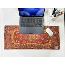 Prime Mouse Pad, 30X70 Cm, Mavi Halı Desen Baskılı, Kaymaz Taban, Bilek Destekli, Dikişsiz Kenar, Ergonomik, Ofis ve Oyuncular Için (Turuncu Halı)