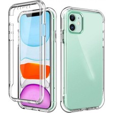 Prime 360 Tam Koruma Silikon Kılıf IPhone 11 ile Uyumlu Kılıf Scratch Resistant, 360 Ön Arka Dust-Prof Tam Koruma IPhone 11 ile Uyumlu Silikon Kılıf, Şeffaf